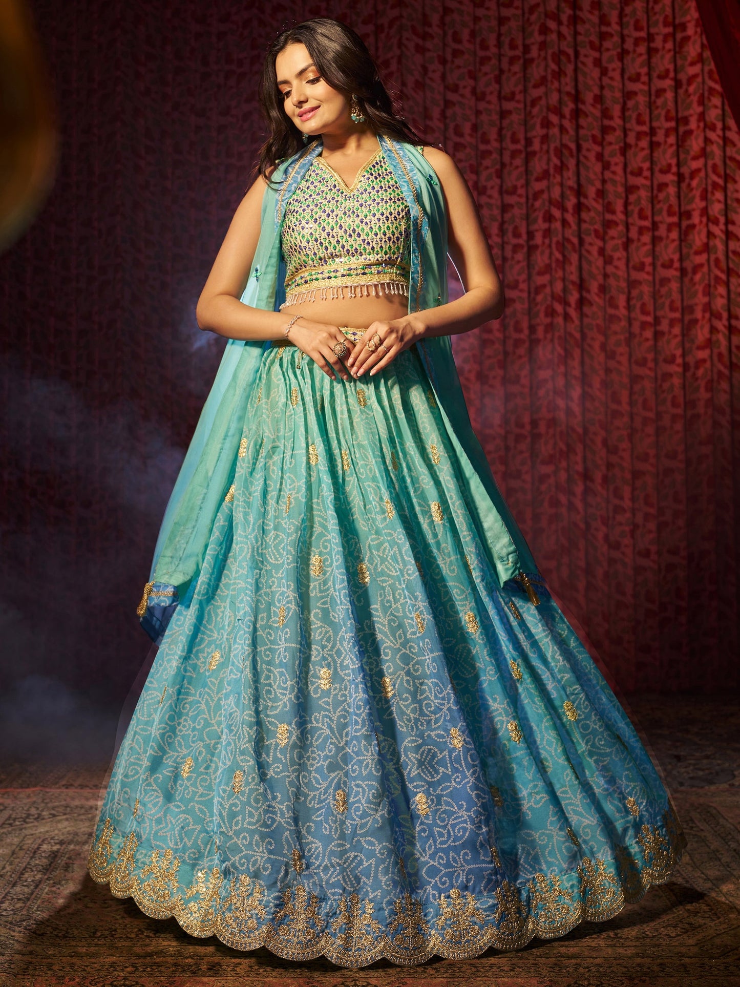 "Traditional lehengas for modern Indian Americans."
