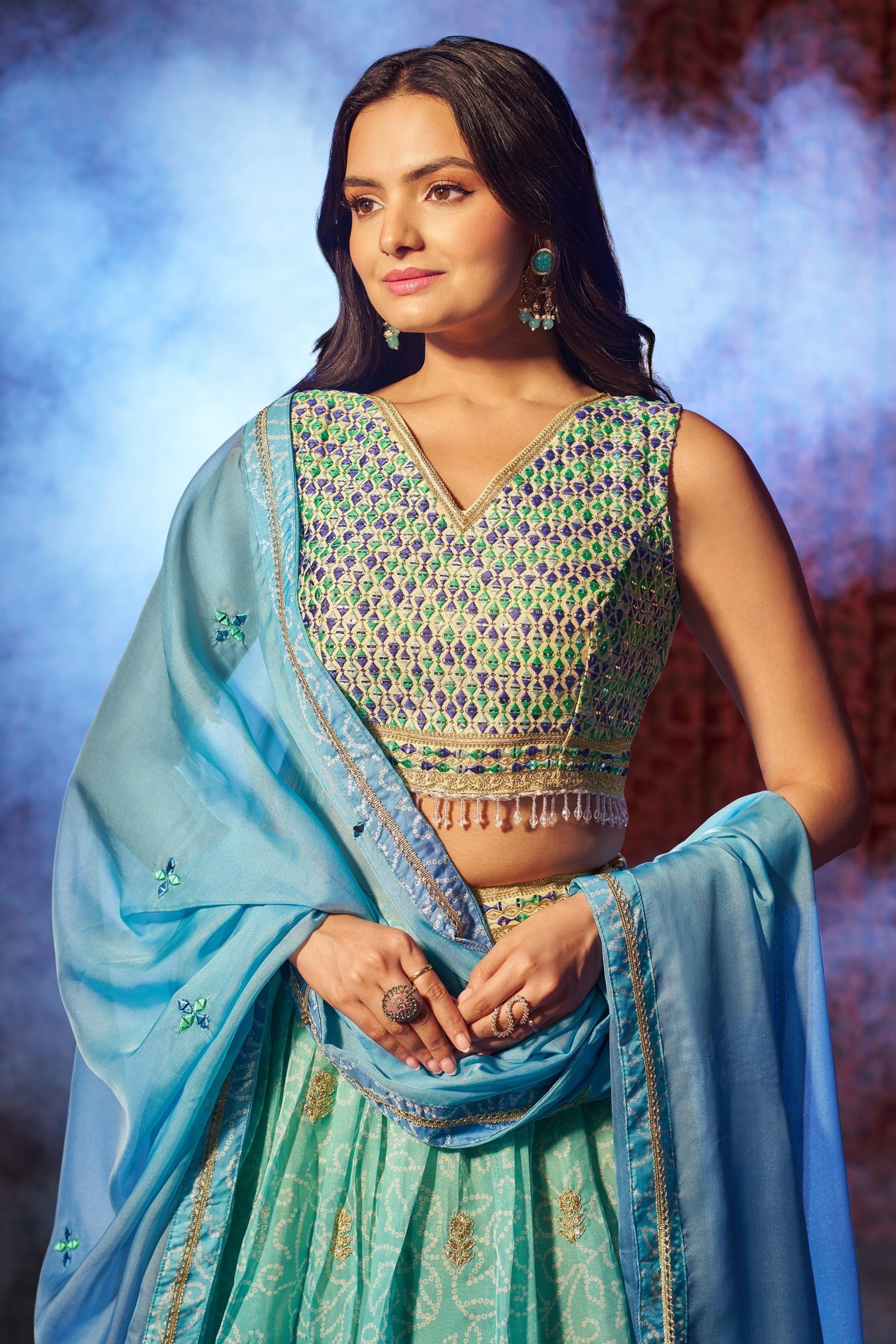 "Traditional lehengas for modern Indian Americans."
