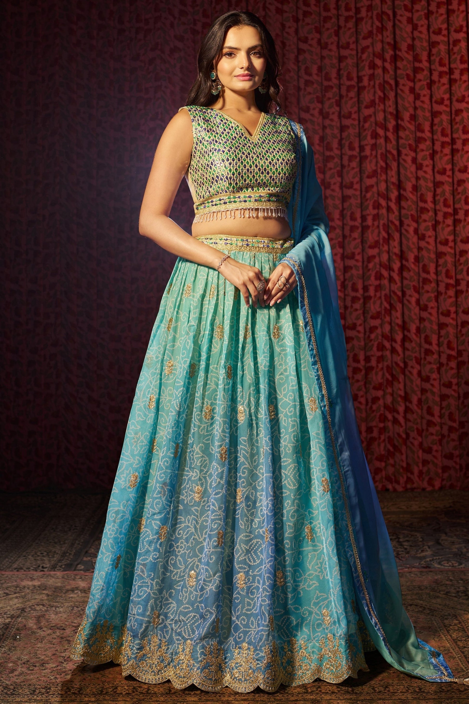 "Traditional lehengas for modern Indian Americans."

