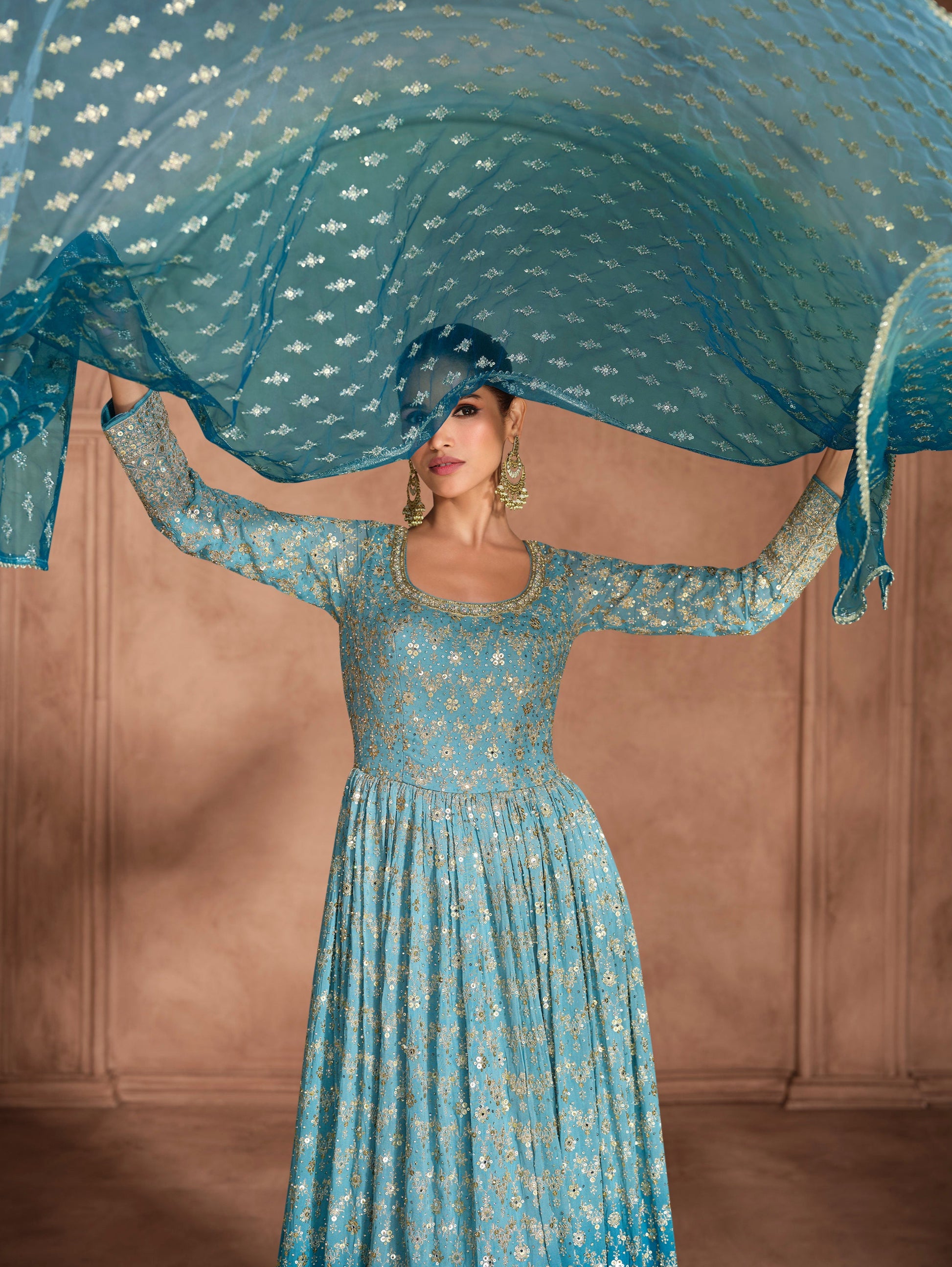 Wedding Function Party Wear Anarkali Gown Suit with Dupatta for Women's