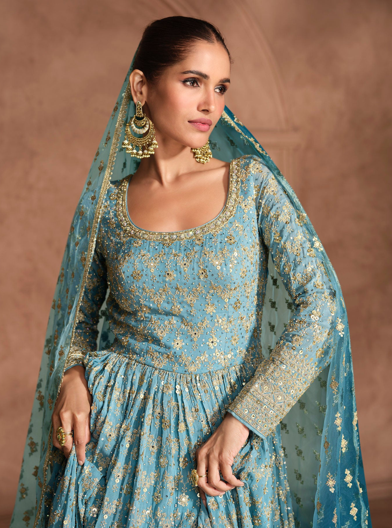 Wedding Function Wear Beautiful  Anarkali Gown Dress with Dupatta for Women's