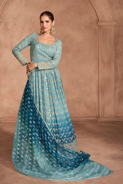 Wedding Function Wear Anarkali Gown Dress with Dupatta for Women's