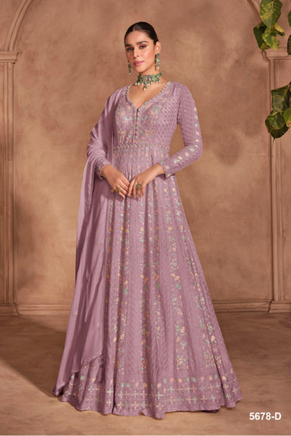 Anarkali Gown With Heavy Embroidery And Elegant Flared Silhouette For Indian Weddings USA