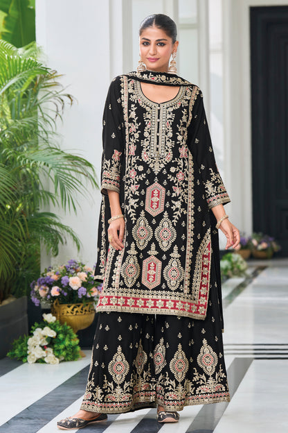 Designer Black Salwar Kameez For Eid And Diwali - Traditional Indian Dress