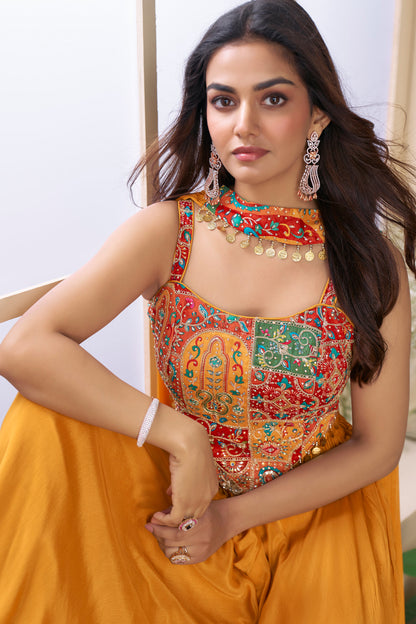 Floral Embroidery Haldi Ceremony Dress Women Ethnic Wear USA