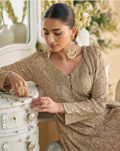 Designer Sharara Palazzo Suit With Dupatta - Indian Party Wear Dress Online USA