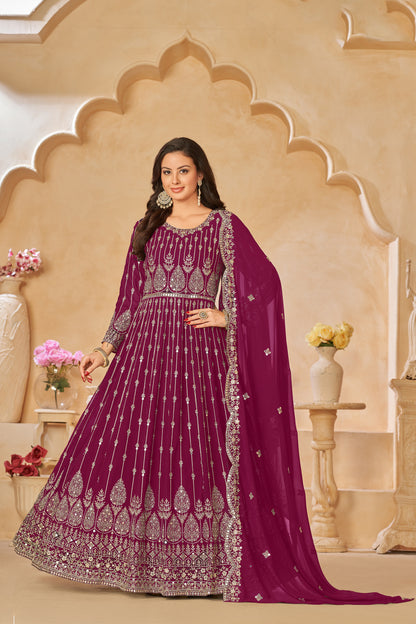 Wedding Function Party Wear Anarkali Dupatta Dress for UK
