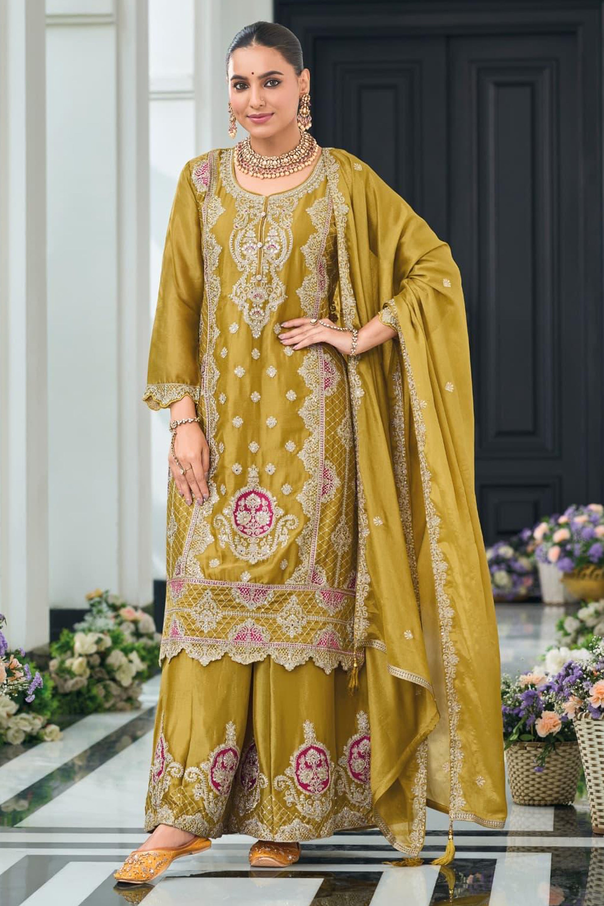 Wedding guest Anarkali outfit embroidered USA
