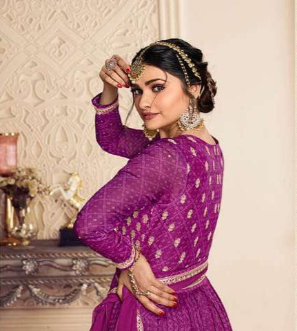 New Indian Designer Purple Anarkali Gown with Heavy Dupatta
