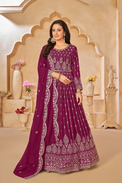 Wedding Function Party Wear Anarkali Dupatta Dress for Women's UK