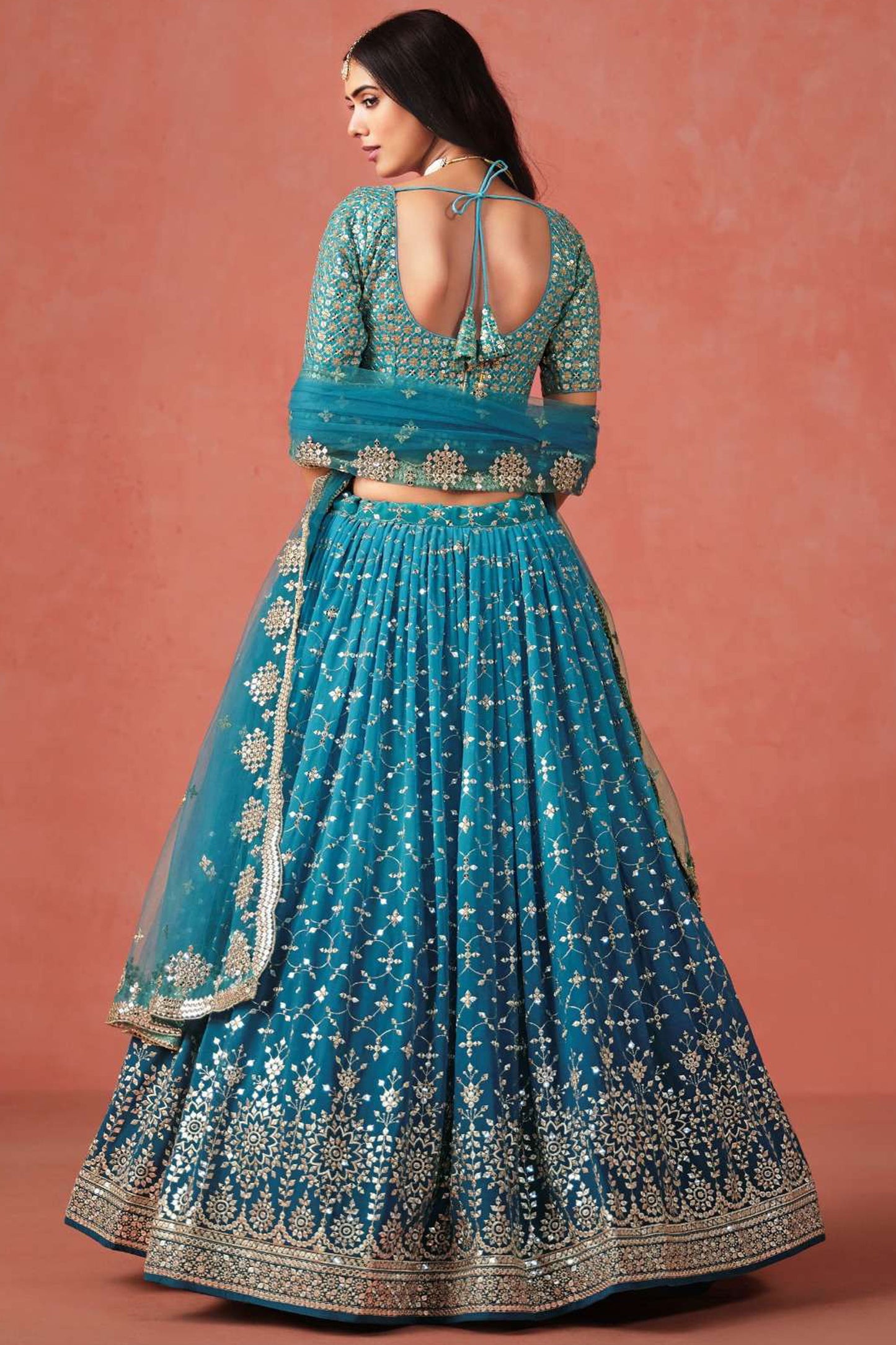 Indian Function Party Wear Sangeet Ceremony Wear Blue Lehenga Choli Suit