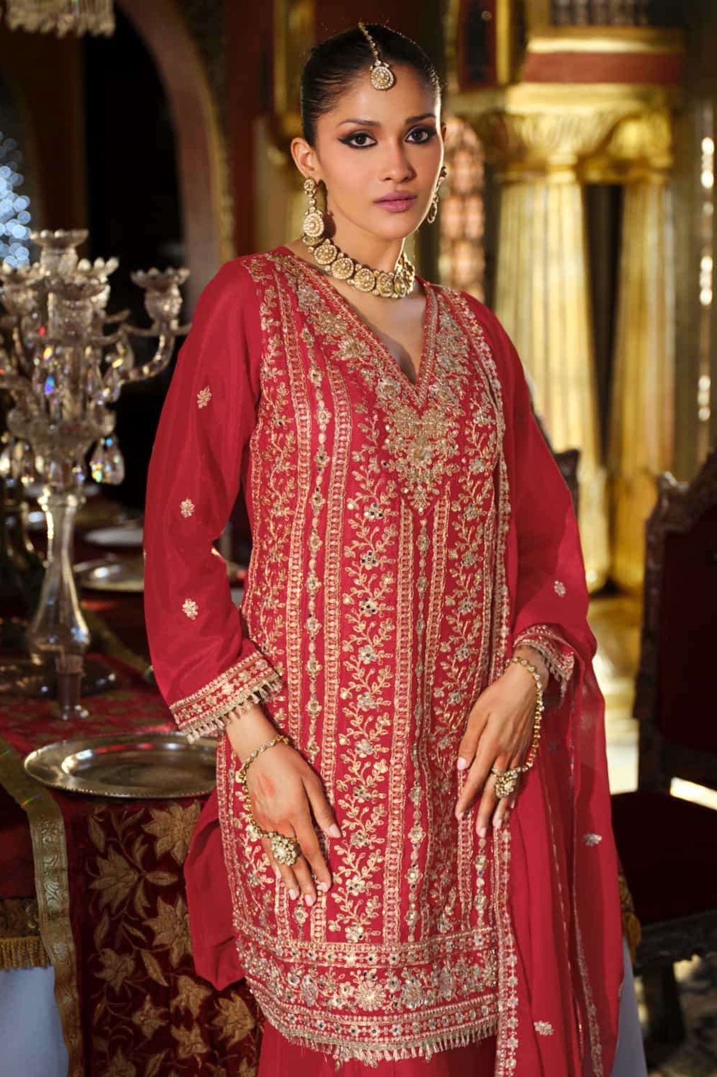 Traditional Indian Pakistani Sharara Suit Ready To Wear - Detail Shot