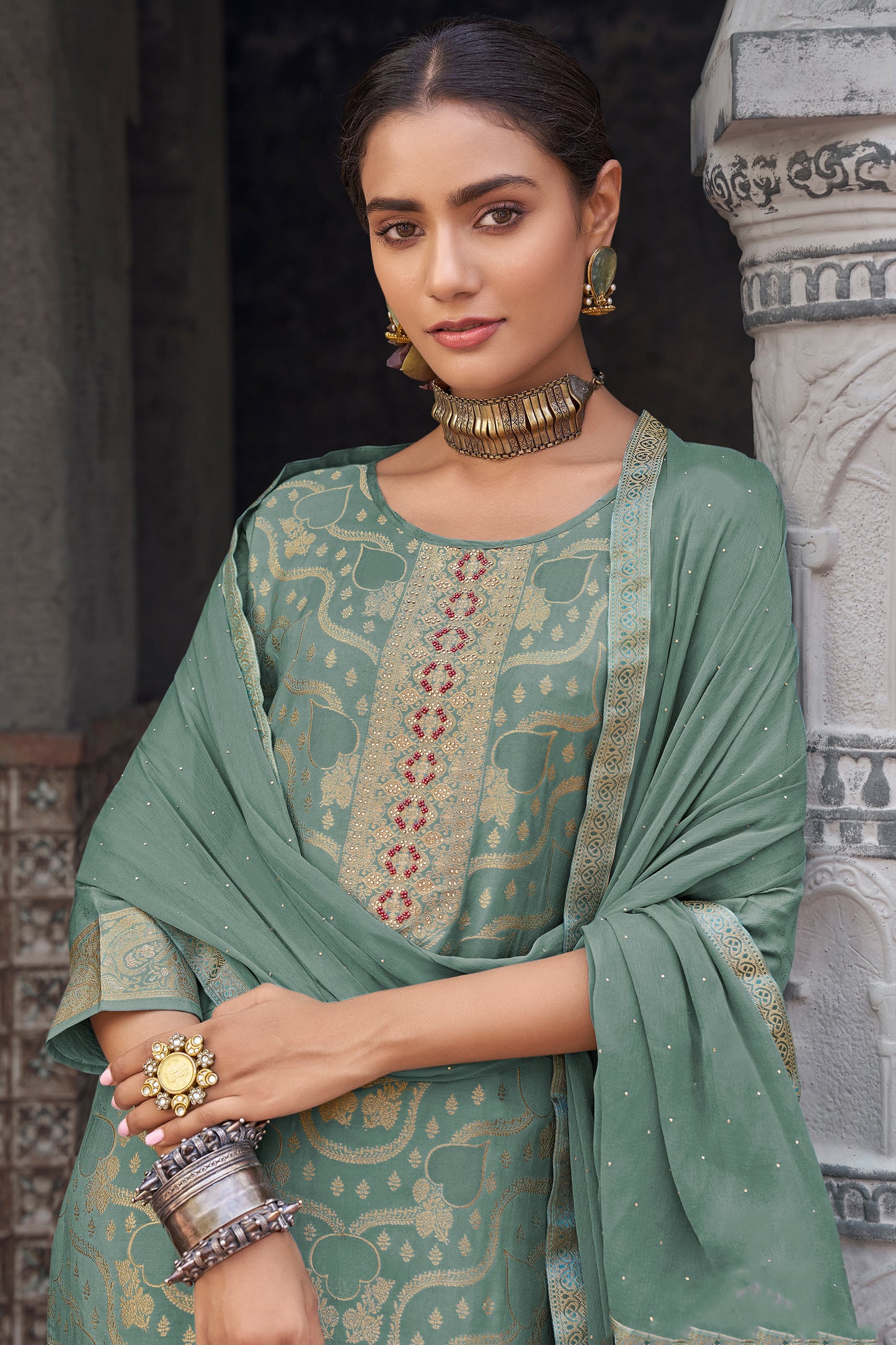 Pakistani Eid Party Wear Embroideryd Worked Salwar Kameez Dupatta Dress