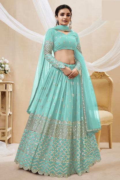 "Lehengas designed for Indian culture in the USA."
