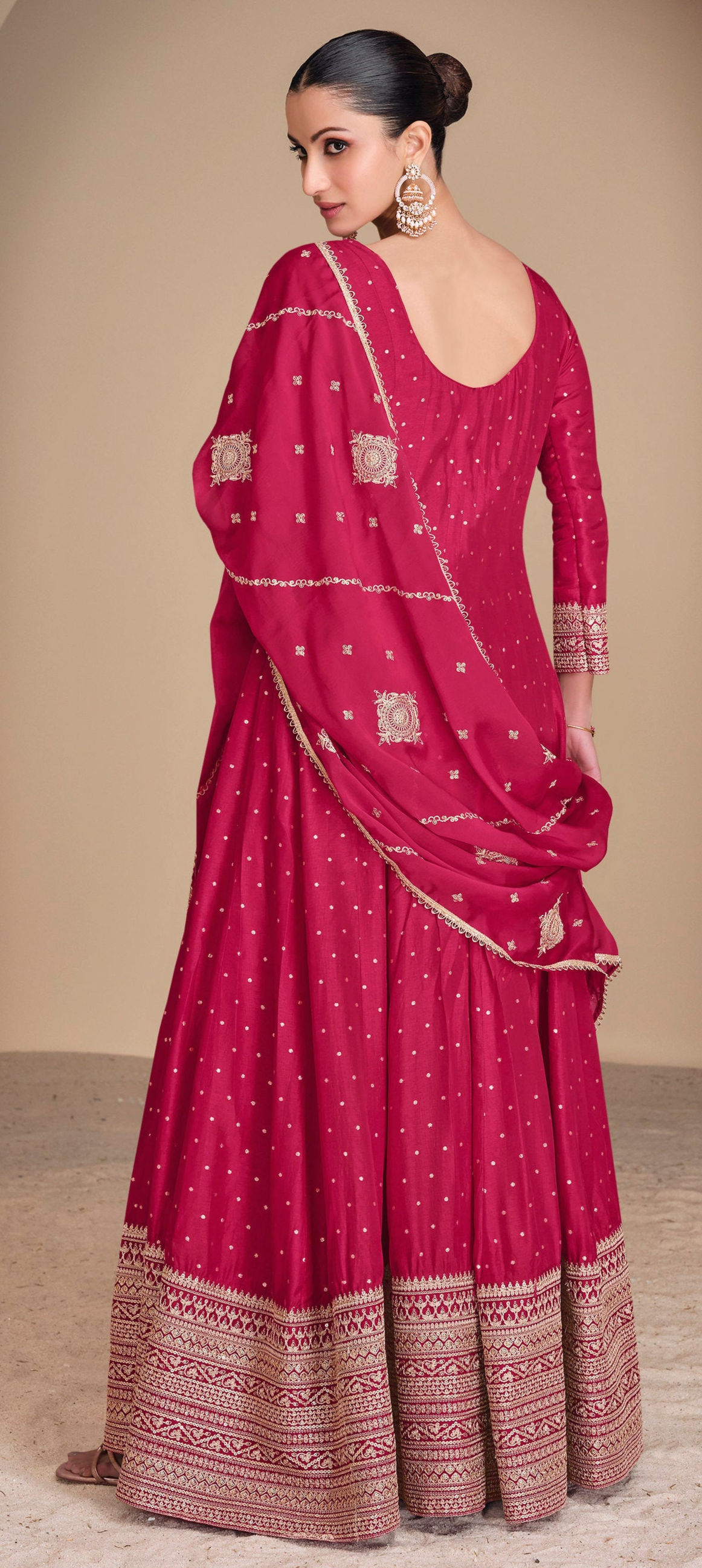 Traditional Pakistani Anarkali Dress With Dupatta - Ready To Wear Ethnic Outfit