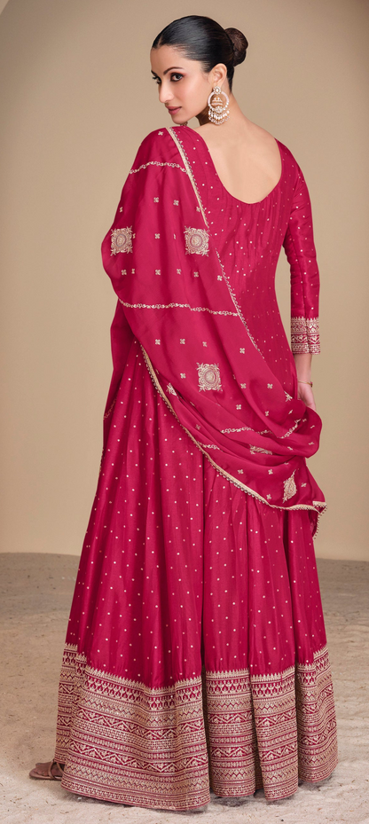 Traditional Pakistani Anarkali Dress With Dupatta - Ready To Wear Ethnic Outfit
