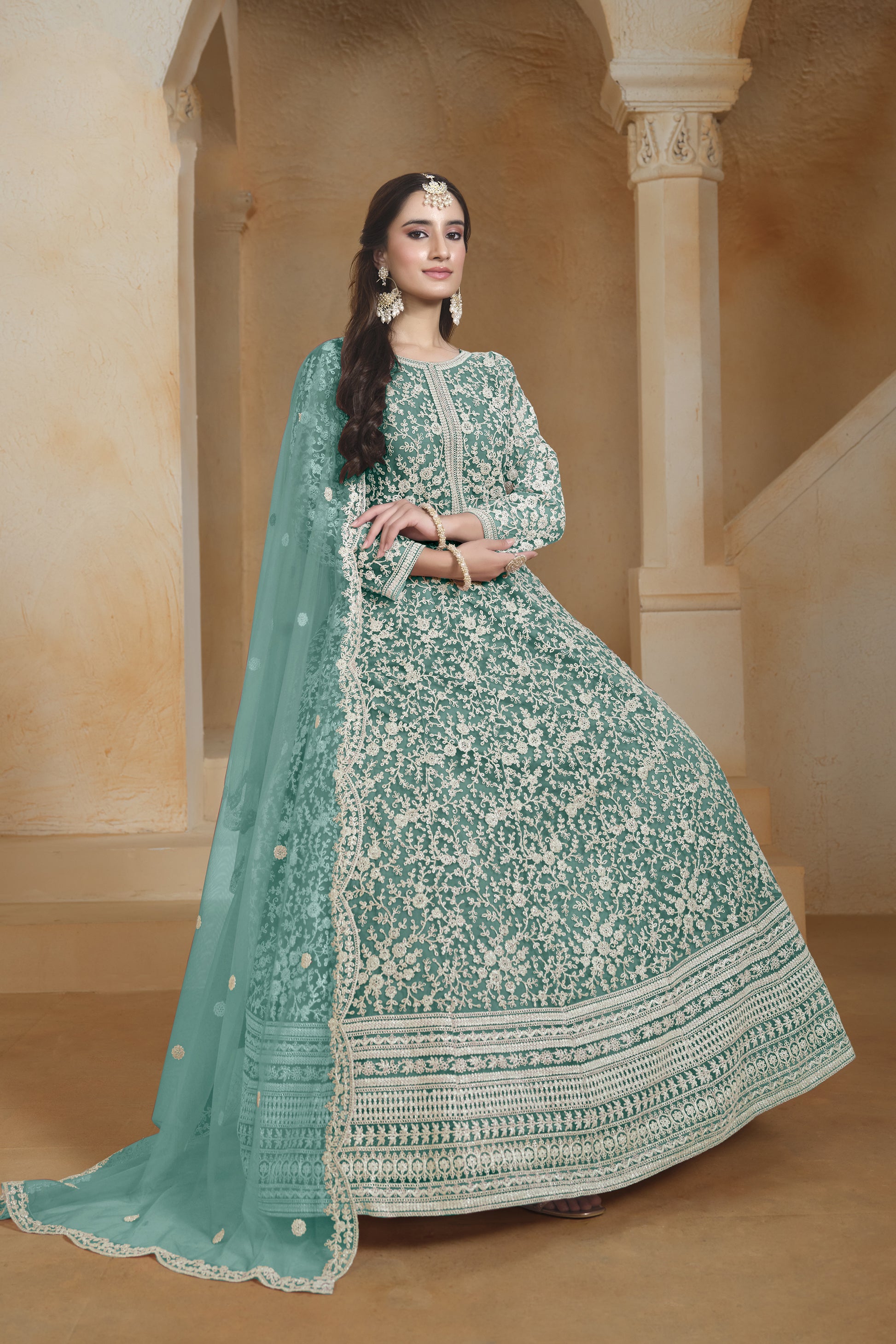 Women's Ethnic Party Wear Anarkali Dupatta Suit