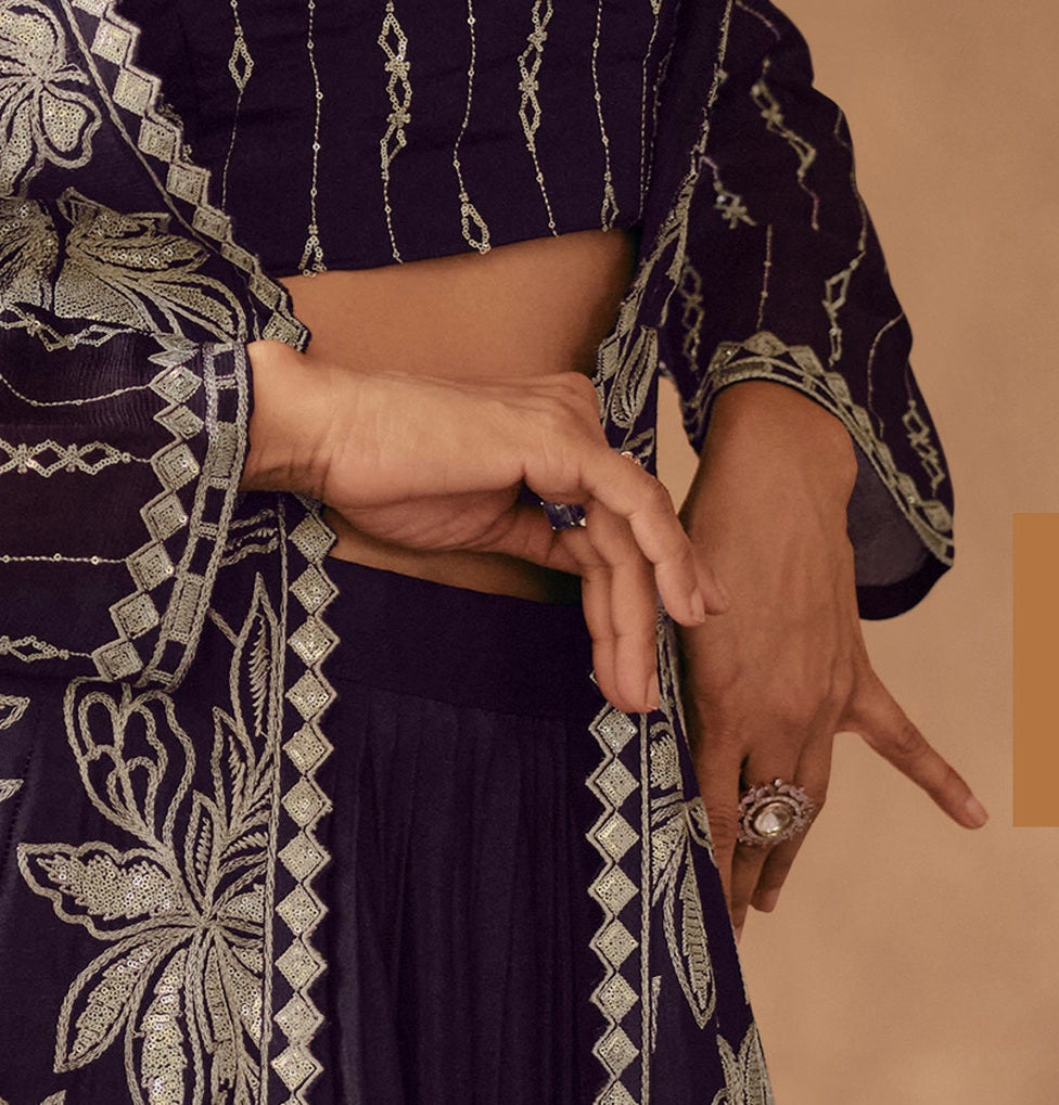 New Style Wine Chinon Silk  Anarkali Gown Suits For Special Wedding Wear