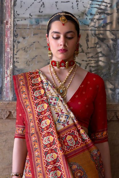 Luxury Embroidered Saree Drape View - Traditional Indian Bridal Saree With Handwork