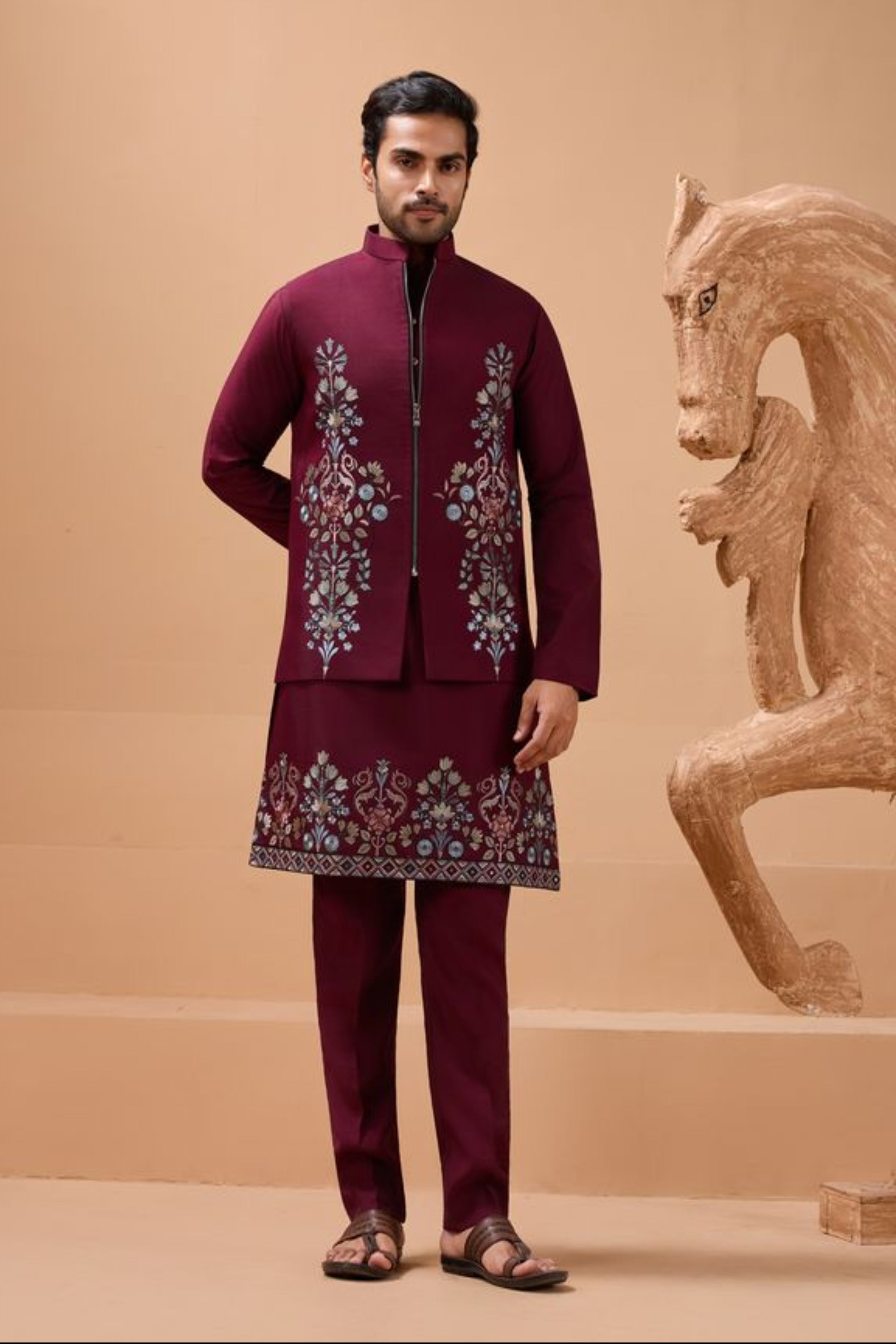 Viscose Silk Designer Wedding Function Wear Kurta For Men's 