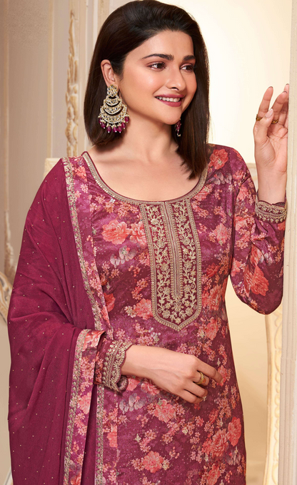 Pink Embroidered Santoon Salwar Kameez For Weddings 