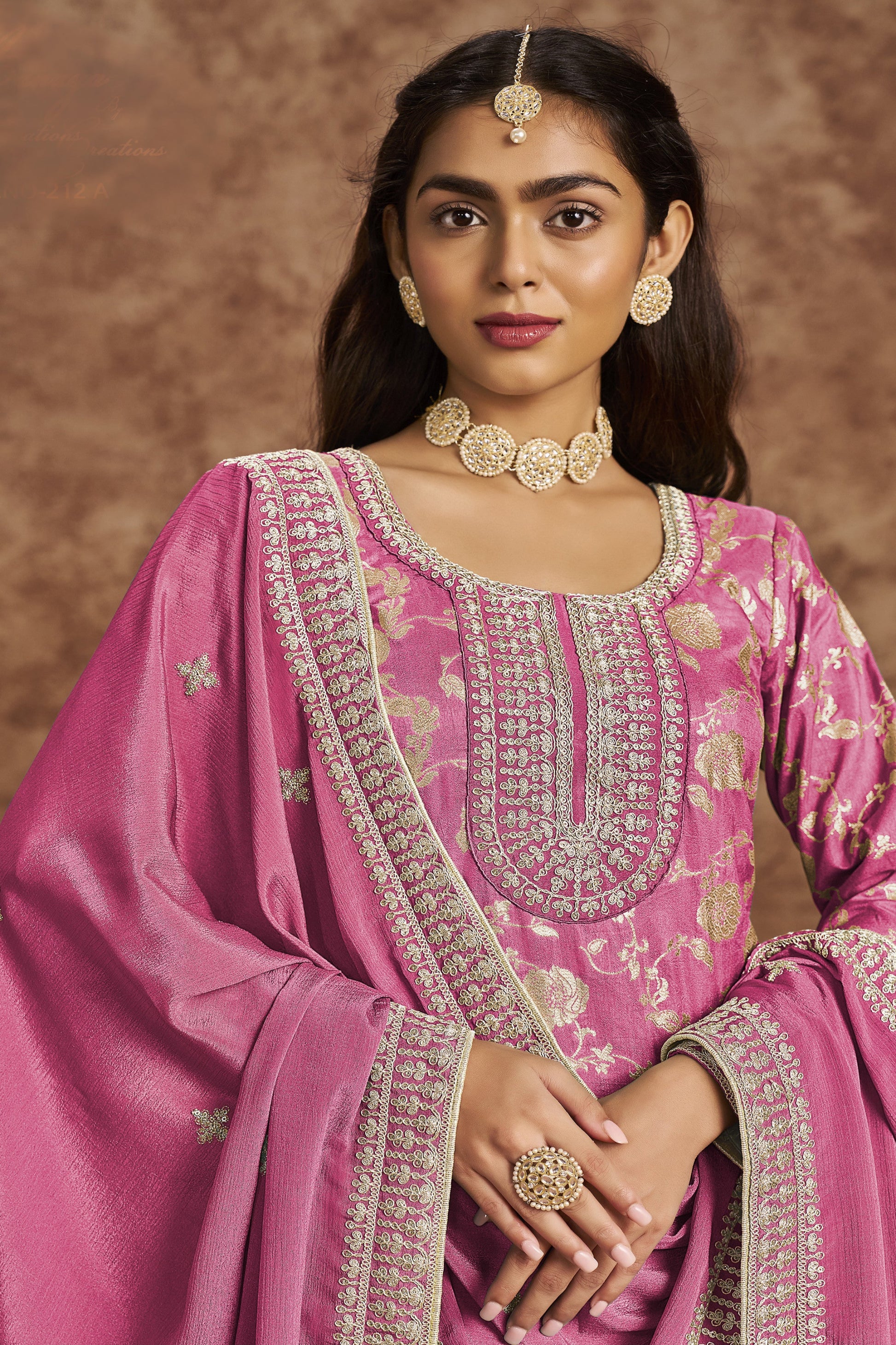 Pink Salwar Kameez Palazzo Set - Full Outfit View