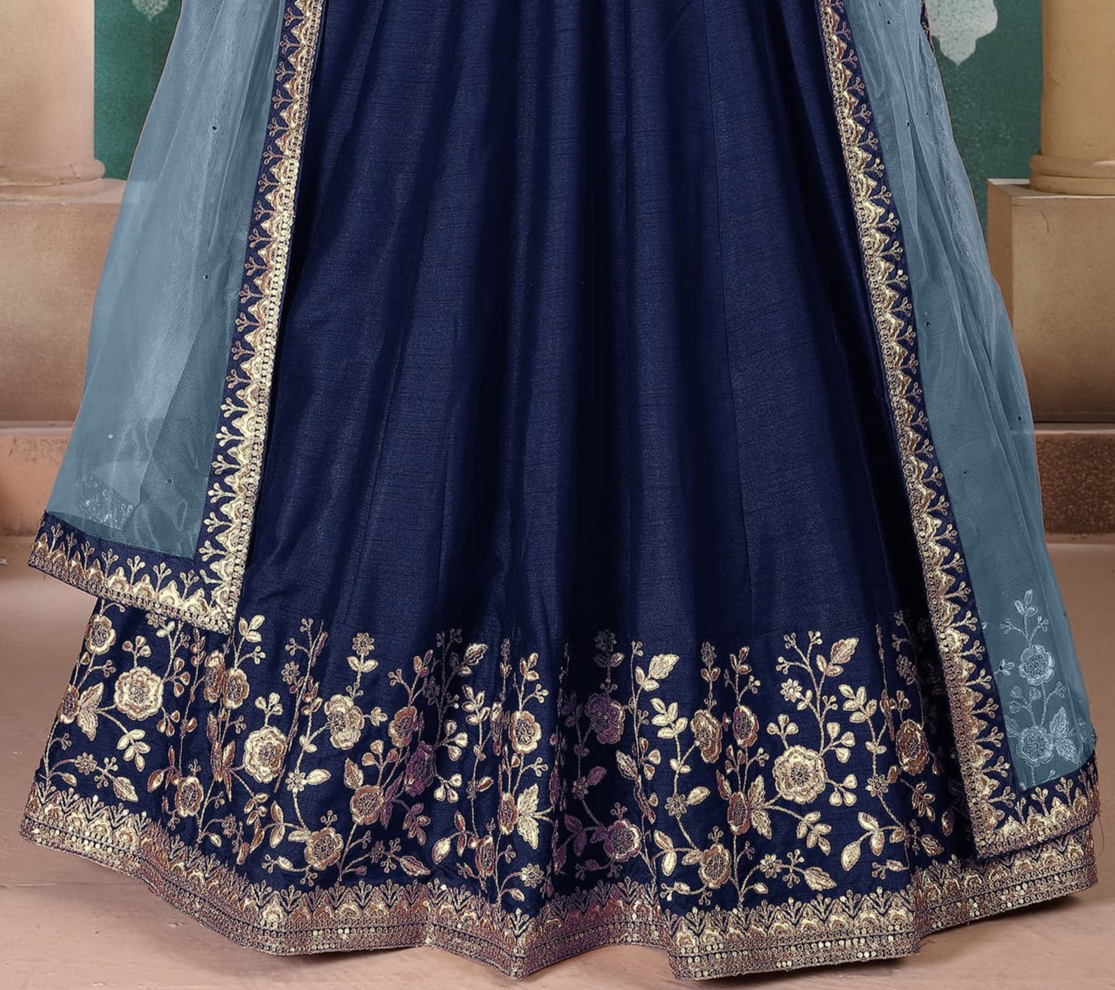 Ready To Wear Wedding Wear Long Anarkali Gown Silk Suits With Net Dress