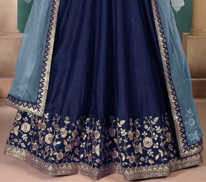 Ready To Wear Wedding Wear Long Anarkali Gown Silk Suits With Net Dress