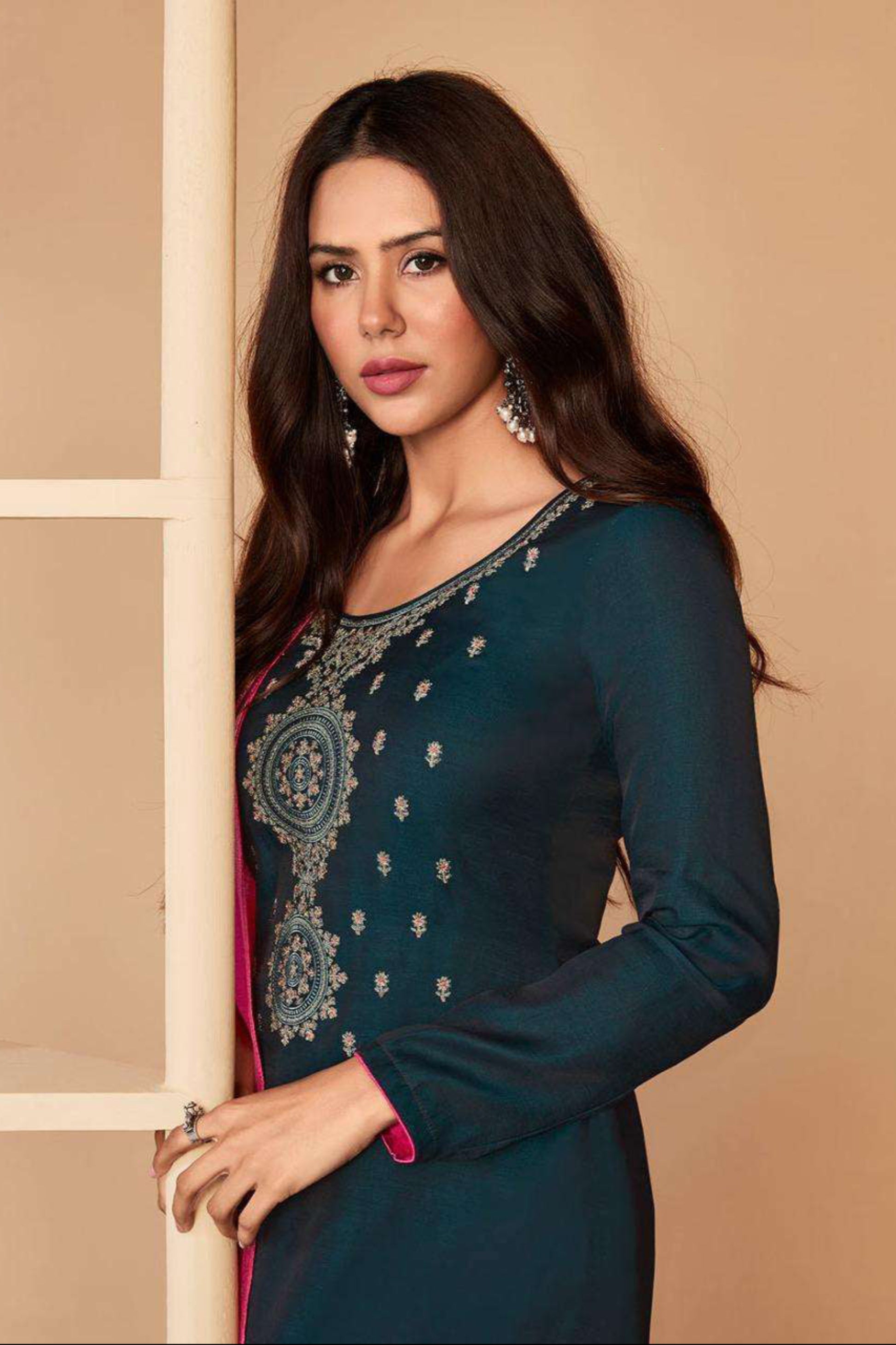 Elegant Blue Salwar Kameez Wedding Outfit With Embroidery work