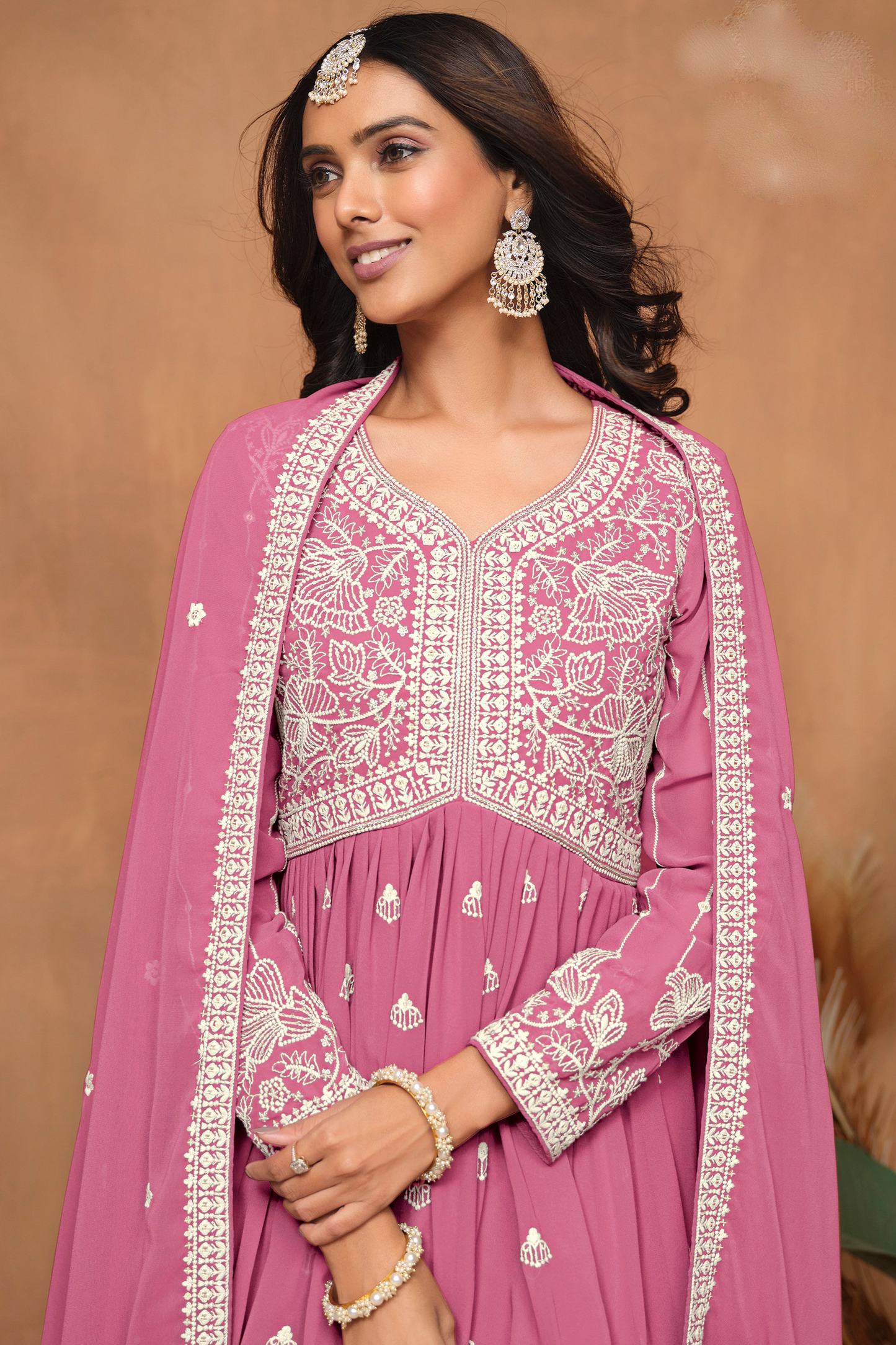 Designer Georgette Sharara Kameez With Sequence Embroidery Work - Traditional Ethnic Wear For Women USA Canada UK"