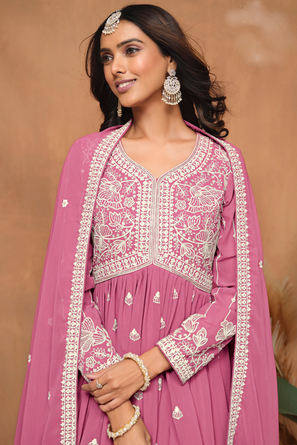 Designer Georgette Sharara Kameez With Sequence Embroidery Work - Traditional Ethnic Wear For Women USA Canada UK"
