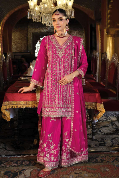 Eid Special Designer Sharara Suit - Gold Embroidered Pakistani Salwar Kameez With Dupatta For Weddings USA