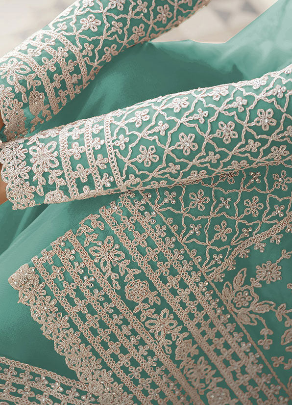 Sky Blue Eid Party Wear Salwar Kameez Dupatta Dress