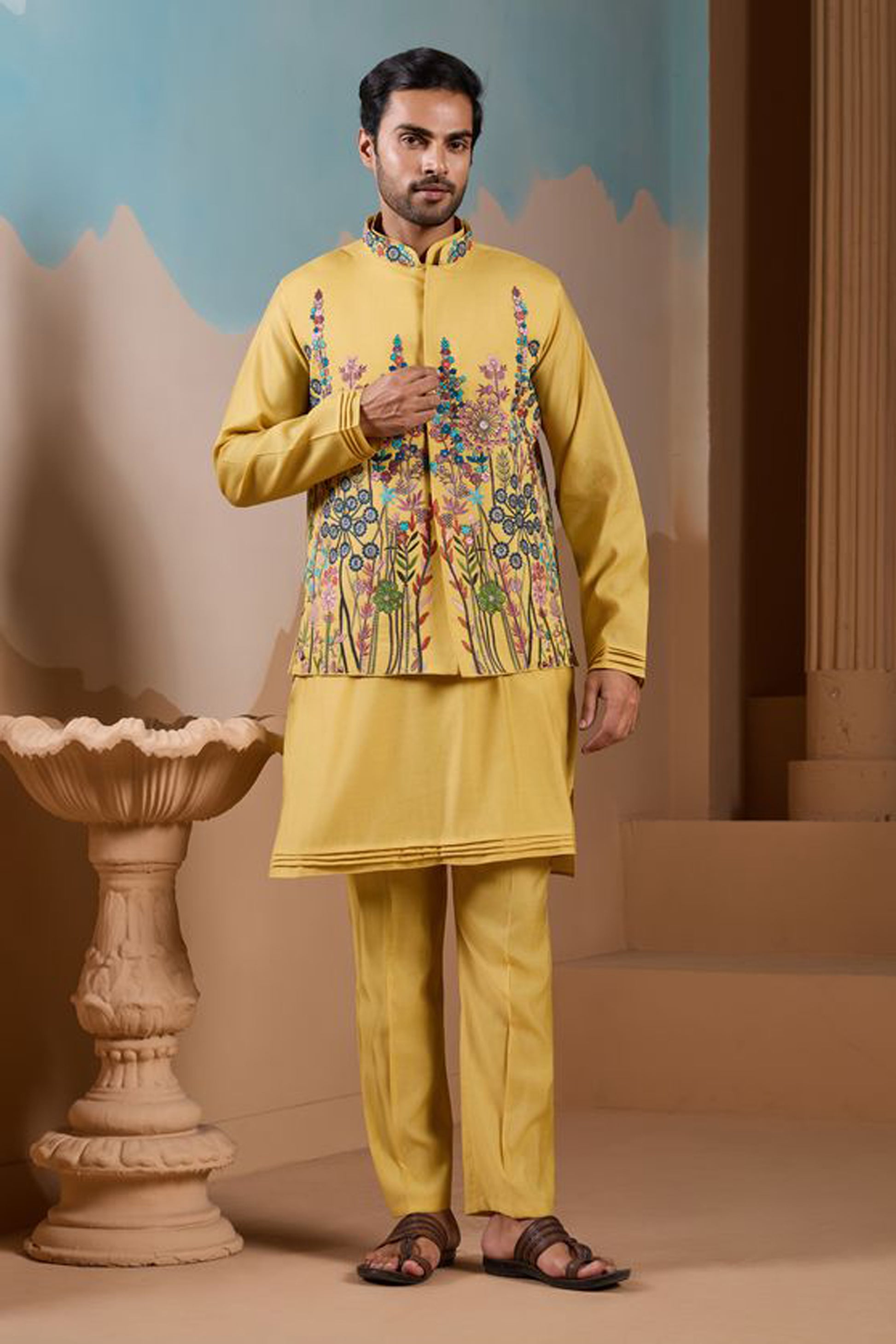 Men's Wearing Designer Embroidered Kurta For Occasion 
