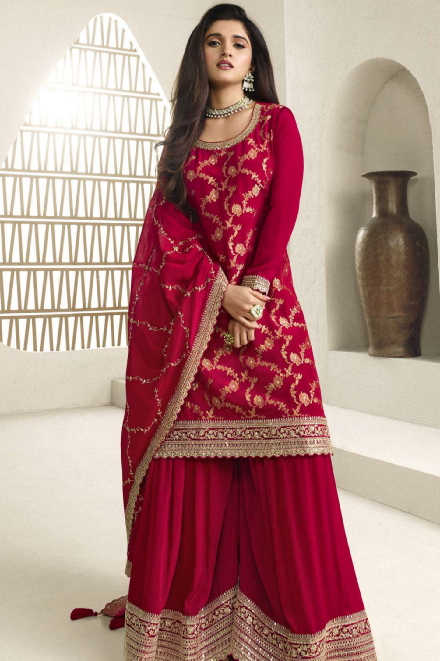 Red Salwar Kameez Stitched Salwar Kameez Suit