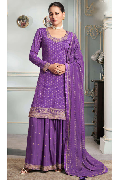 South Asian Purple Sharara Online - Designer Ramadan Eid Ethnic Wear USA Fast Shipping

