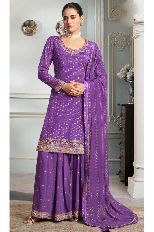 South Asian Purple Sharara Online - Designer Ramadan Eid Ethnic Wear USA Fast Shipping

