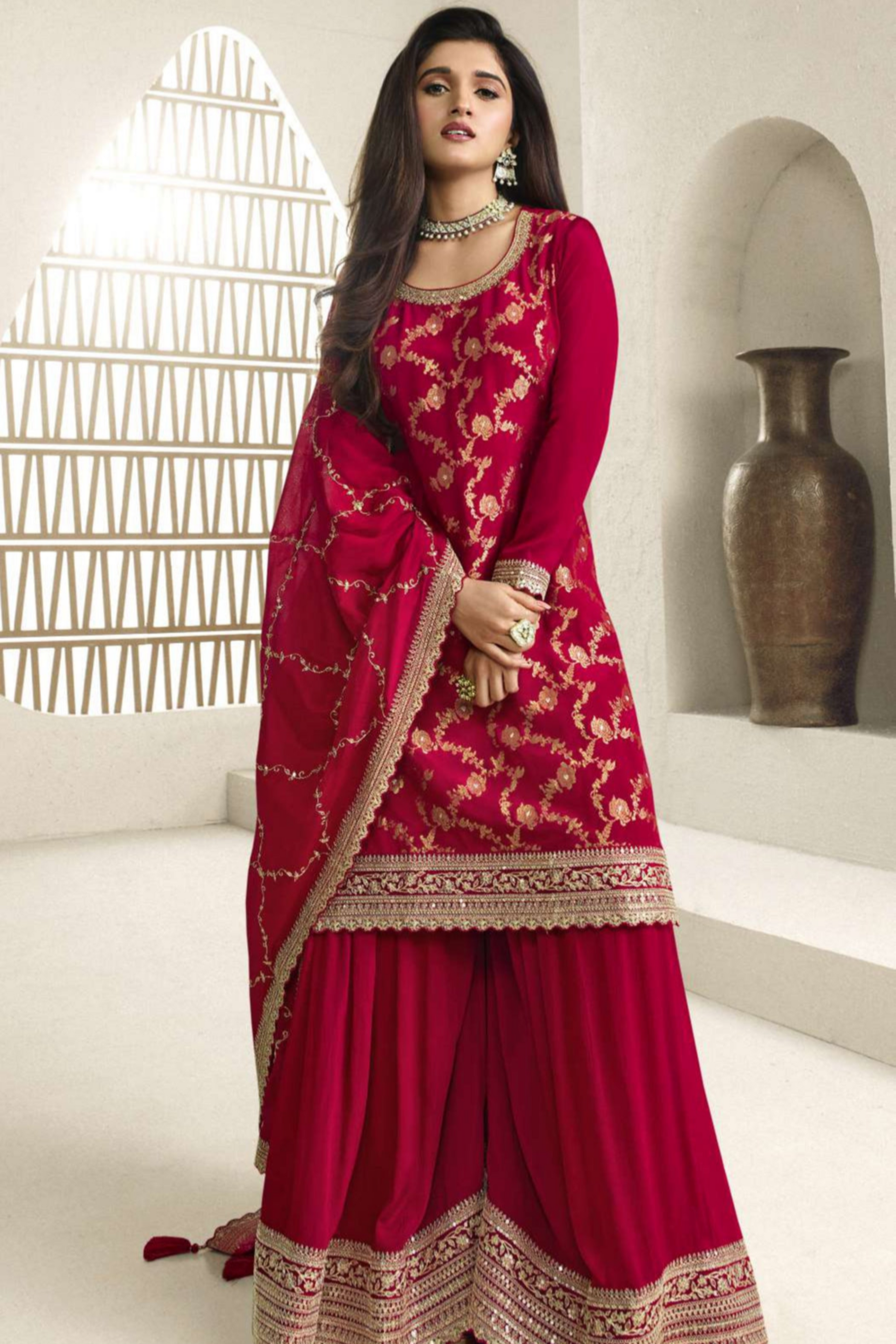 Red Salwar Kameez Stitched Salwar Kameez Suit