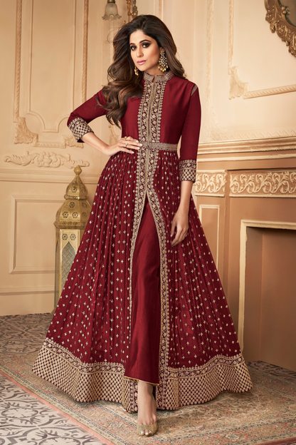 Anarkali Suits Georgette Stitched Gown With Dupatta For Function Party Wear Dress
