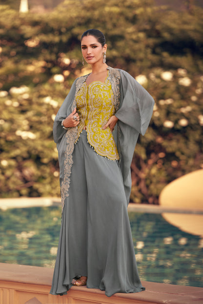 Gorgeous Designer Western Wear Premium Chinon Silk Salwar Kameez Suit 