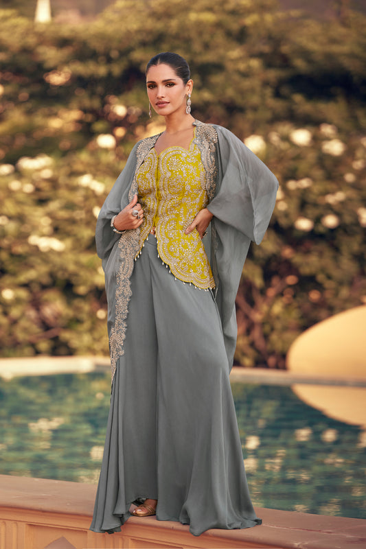 Gorgeous Designer Western Wear Premium Chinon Silk Salwar Kameez Suit 
