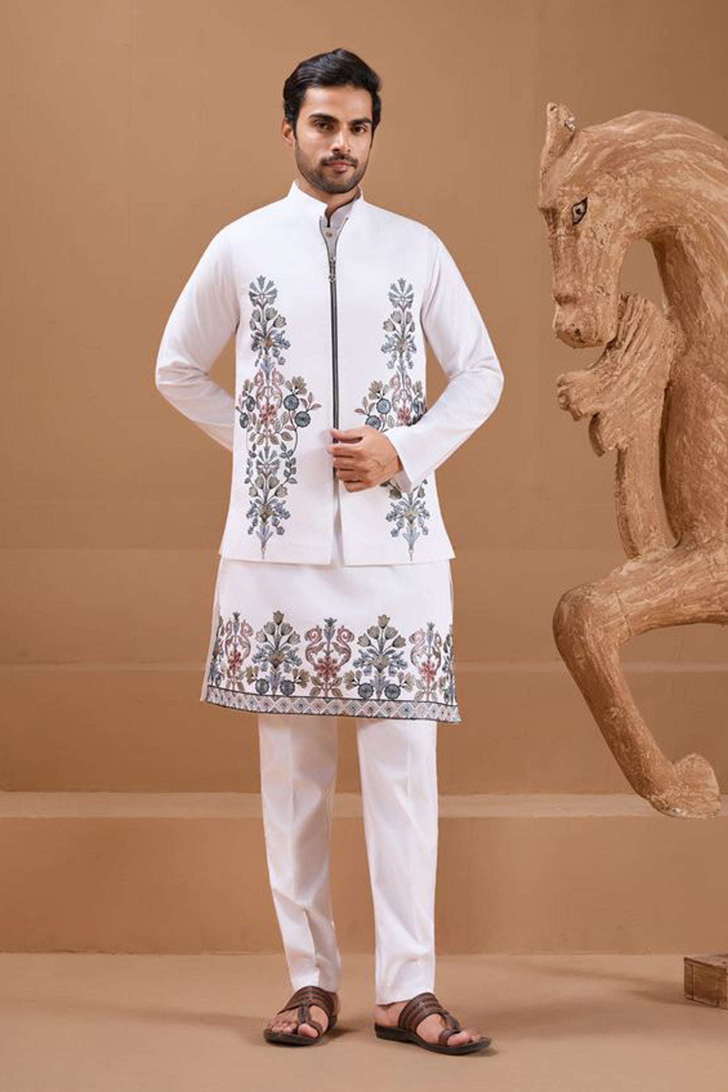 Indian Embroidered Worked Men's Kurta