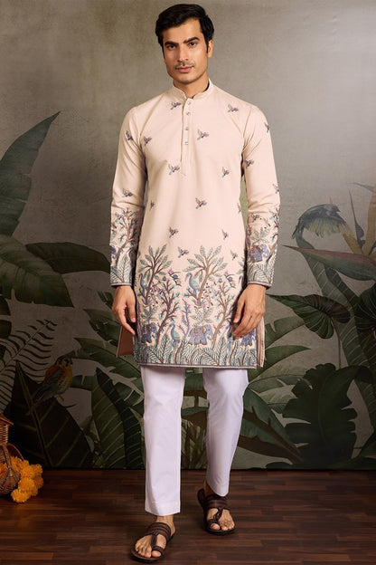 Elegant Beige Embroidered Ethnic Designer Men's Wear Wedding Outfits