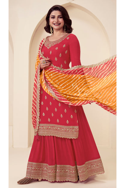Designer Punjabi Palazzo Suit With Chiffon Dupatta - Traditional Pakistani Wedding Guest Dress