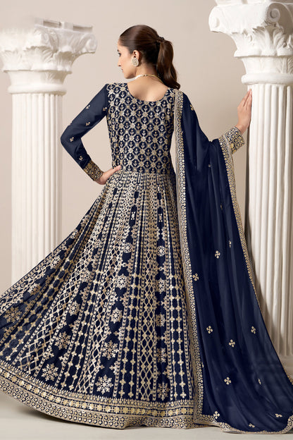Ethnic Anarkali Gown With Dupatta - Indian Wedding Reception Dress USA