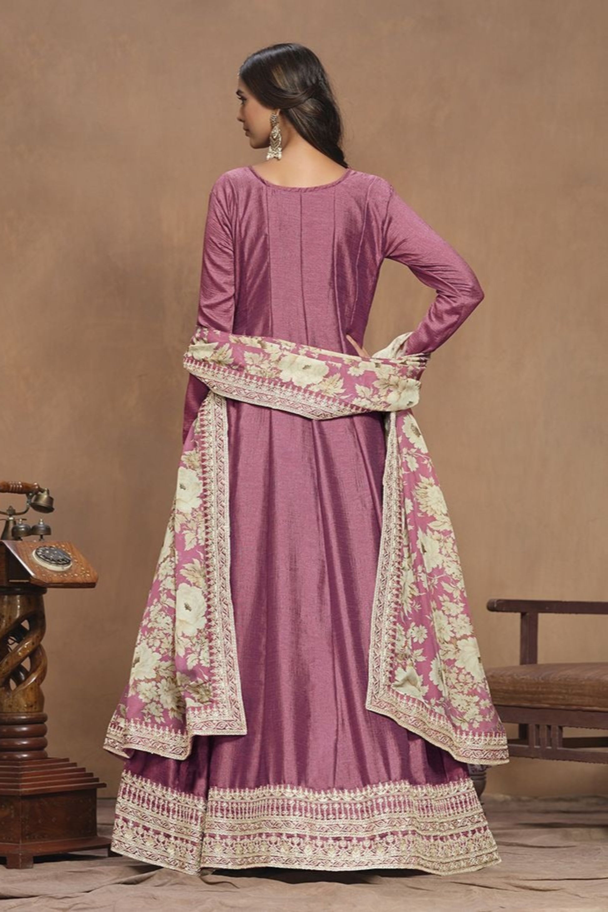 Pink Anarkali Wedding Dress Indian Party Wear Dupatta Suit for UK Online