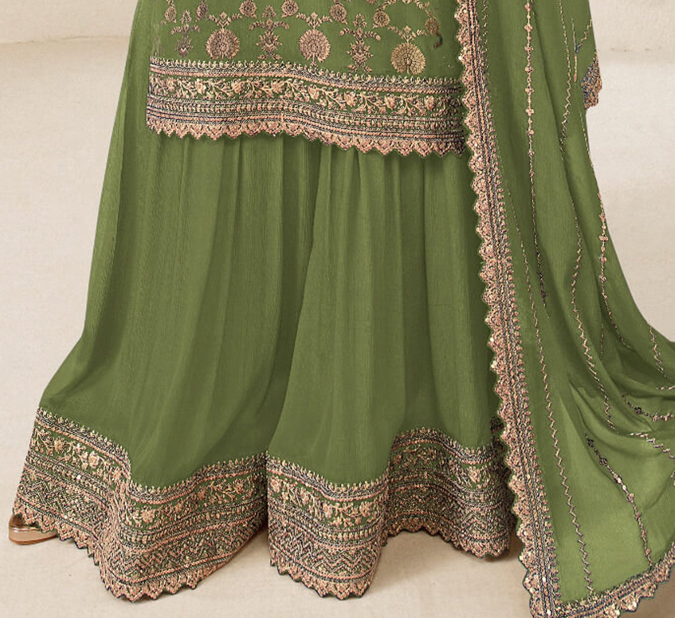 Pakistani Ethnic Wear Palazzo Suit Ready To Wear For Women - Reception Party Outfit