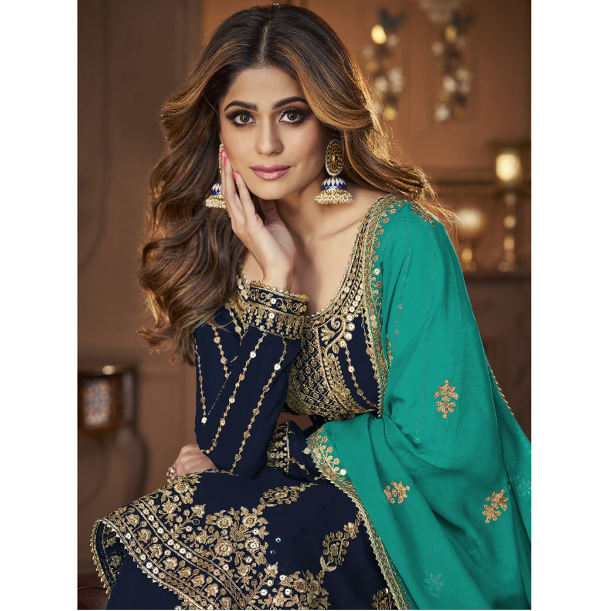 "Desi lehengas for American celebrations."
