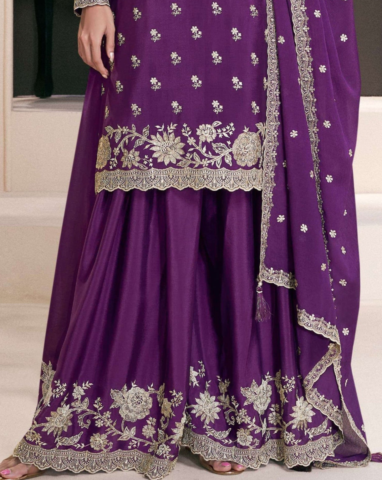 Ready To Wear Wedding Embroidered Palazzo Suit 