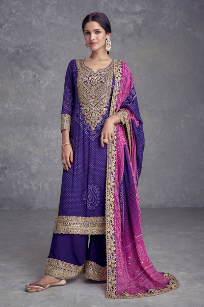 Purple Designer Latest Ethnic Wear For Wedding
